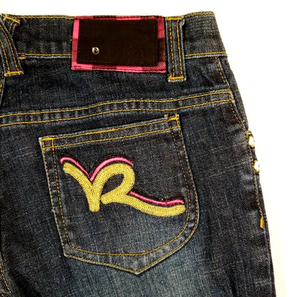 ROCAWEAR JEANS Girls 14 3 Pair Lot 2 Denim 1 Black Metallic Stitch Slim Leg - Picture 12 of 12